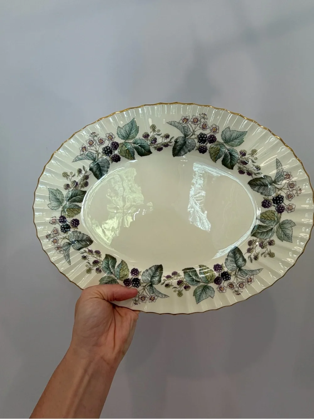 Vintage Royal Worcester oval serving platter fruits berries